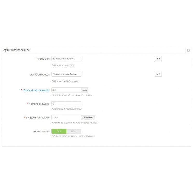 Twitter Block Prestashop Module