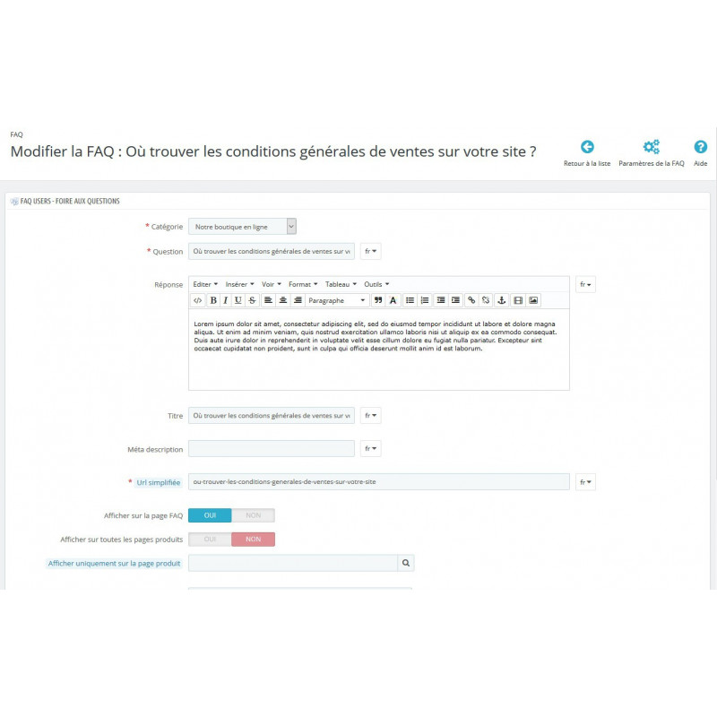 Module Prestashop FAQ Users