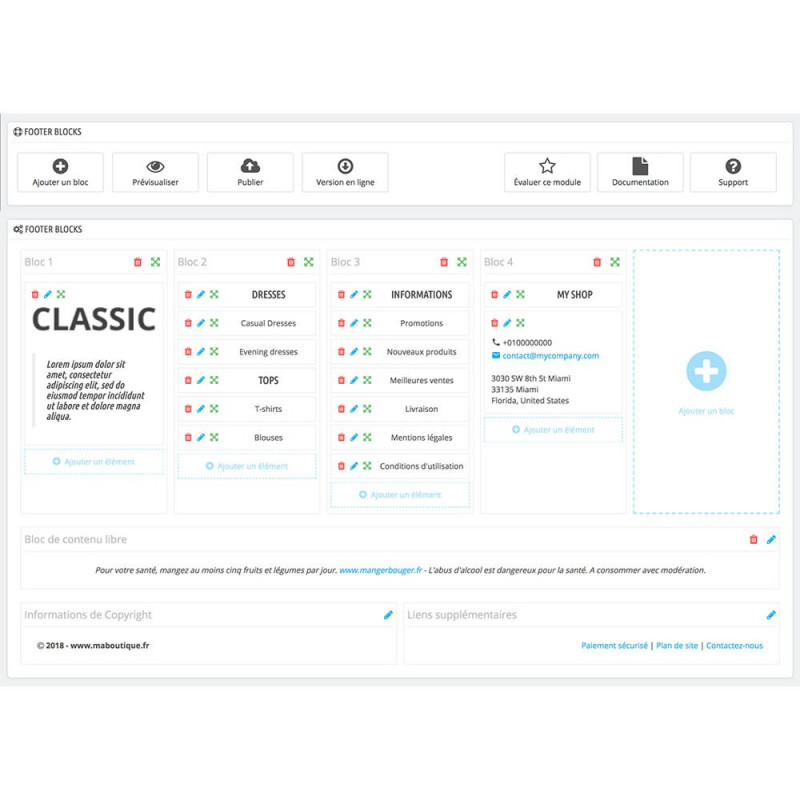 Module Prestashop Footer Blocks