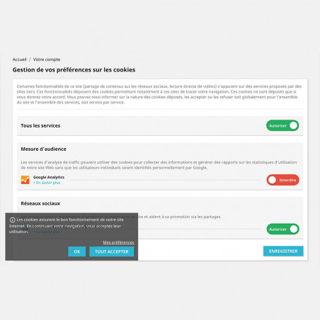 Module Prestashop Cookie Law - Blocage des Cookies + Bannière Module Prestashop Cookie Law - Blocage des Cookies + Bannière